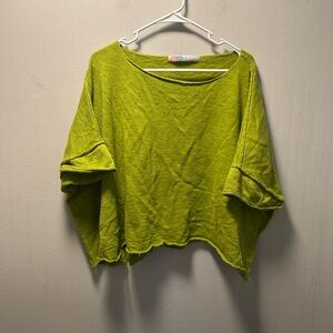 Free People Beach Chartreuse Short Sleeve Top